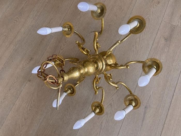 Vintage Brass Chandelier 8 Light