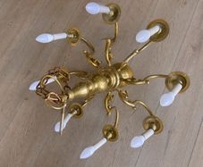 Vintage Brass Chandelier 8 Light