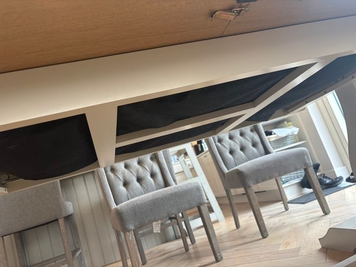 Solid Oak extendable dining table with Taupe legs