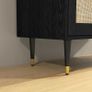Bohemian kitchen sideboard storage cabinet, double doors with 2 shelves, rattan front, 80 x 38 x 79 cm, black Image 4