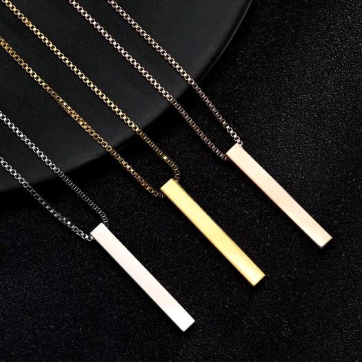 The Modern Line Bar Necklace Custom Engraving Available By R'Laith