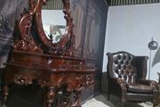 Rococo revival mahogany console table with mirror