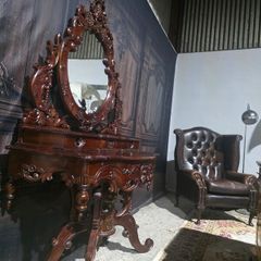 Rococo revival mahogany console table with mirror
