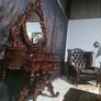 Rococo revival mahogany console table with ornate mirror Image 3