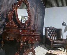 Rococo revival mahogany console table with  mirror