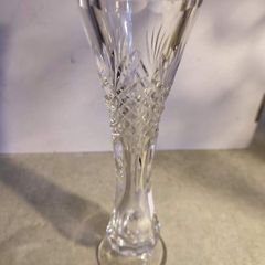 Rare find Vintage Bohemia Crystal cut vase on foot. Beautiful and bright cut crystal vase.