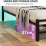 King Size Bed Frame with Storage Headboard, 5ft Upholstered Bed Frame Kingsize with Charging Station and LED Lights/Under Bed Storage Image 5