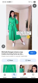 Stunning Michelle Keegan Green Dress with Pleated Skirt 12