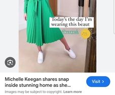 Stunning Michelle Keegan Green Dress with Pleated Skirt 12