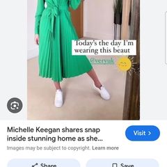 Stunning Michelle Keegan Green Dress with Pleated Skirt 12