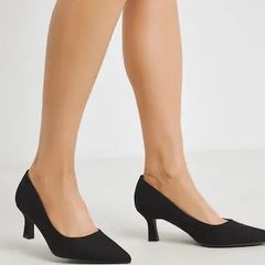 Heavenly Soles By JD Williams Black Extra Wide Fit Pointed Toe Kitten Heel Shoes (size UK 7) BRAND NEW, STILL WITH TAGS