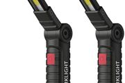 LED Torch Rechargeable Work Light, Emergency Inspection Lamp 360 Rotate Mechanic Light with Magnetic Base Hook (2 Pack, Black)