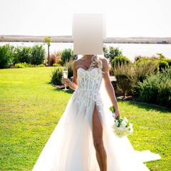 Riki Dalal Jupiter Wedding Dress Size 8 Corset A-Line Slit + Veil