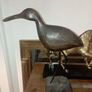 Vintage African Wood Figurine of Wader Bird on Base Image 2