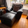 leather 3 piece sofa and foot stool Image 4