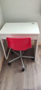 IKEA Desk & Red Swivel Chair Set Good Used Condition