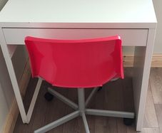 IKEA Desk & Red Swivel Chair Set Good Used Condition