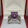 Silver ring with Amethyst and white Topaz Image 9