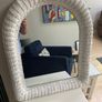 vintage white painted wicker mirror Image 7