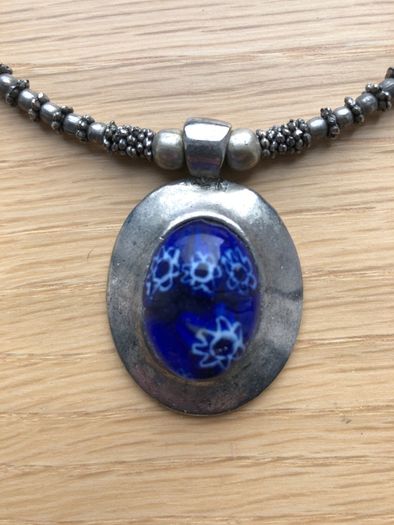 Set of necklaces bohemian style blue and brown