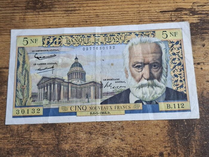 France, 5 Francs 1964 banknote, good condition - free standard postage