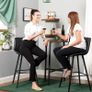 _Set of 2 Bar Chairs, High Stools, Kitchen Seat, Metal Frame, with Backrest and Padded Seat, Metal Footrest, PU Padded Surface, Load 120 kg, Black Image 2