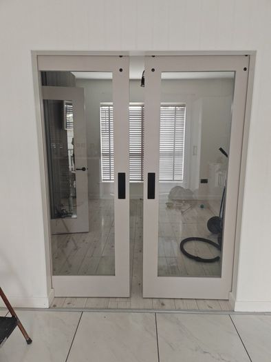 sliding doors with rail same as new..need gone as moving this weekend