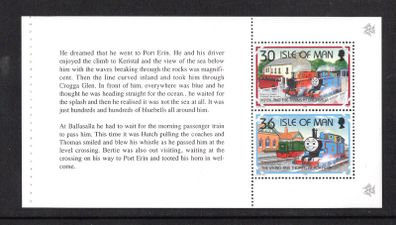 1995 Isle of Man 50th Anniversary of Thomas The Tank Engine Stories by Reverend Awdry Commemorative Stamps Booklet Pane (6) Mint Never Hinged (MNH)
