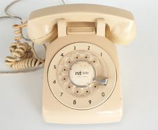 1980s cream rotary telephone PROP vintage