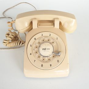 1980s cream rotary telephone PROP vintage
