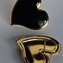 Gold Heart Black Enamel Earrings Image 4