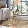 Small Glass Side Table with Gold Chrome Legs for Bedroom and Living Room Image 2