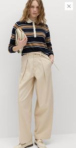 M&S Pure Cotton Pleat Front Barrel Leg Chinos Size UK 14 Short