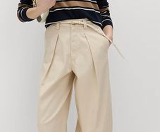 M&S Pure Cotton Pleat Front Barrel Leg Chinos Size UK 14 Short