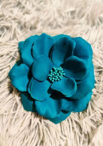 Teal or Blue Flower Hair Clip  Bold, Soft & Versatile