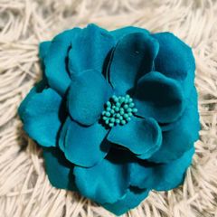 Teal or Blue Flower Hair Clip  Bold, Soft & Versatile