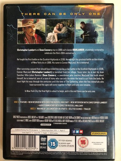Highlander [1986] Christopher Lambert, Sean Connery, Clancy Brown & Roxanne Hart [2xDVD Movie]