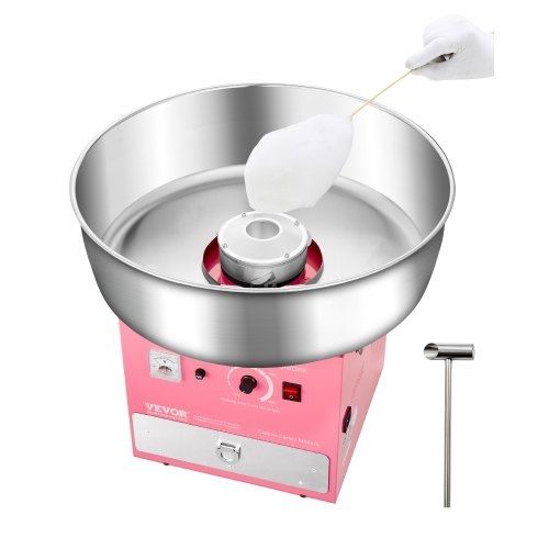 Electric Cotton Candy Machine, 1000W Commercial Candy Floss Maker with 52cm Stainless Steel Bowl, Sugar Scoop, and Drawer, Easy Home Use, Perfect for Kids Birthday, Family Party, Pink