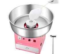 Electric Cotton Candy Machine, 1000W Commercial Candy Floss Maker with 52cm Stainless Steel Bowl, Sugar Scoop, and Drawer, Easy Home Use, Perfect for Kids Birthday, Family Party, Pink