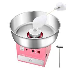 Electric Cotton Candy Machine, 1000W Commercial Candy Floss Maker with 52cm Stainless Steel Bowl, Sugar Scoop, and Drawer, Easy Home Use, Perfect for Kids Birthday, Family Party, Pink