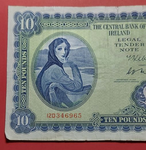 Irish 1973  Lavery Ten pound  banknote in  fine condition