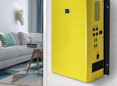 Electrical Wall System 600w wall mounted solar generator 220V 110V solar back-up power solar energy system portable AC DC (YELLOW)