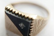 Mens Ring Signet Genuine Solid 9Ct Yellow Gold Onyx 3,3g size S1/2