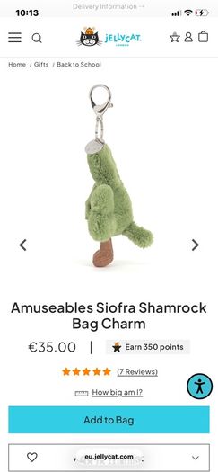 New JELLYCAT Siofra Shamrock Bag Charm