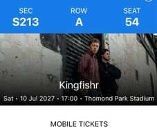 2 X seated tickets for Kingfishr at Thomond Park