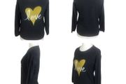 Thought Dark Grey Organic Cotton  &amp; Wool Blend Yellow Love Heart Jumper Uk 10 Including Postage