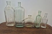 Beautiful Collection of 5 Antique &amp; Vintage Glass Bottles c. 1890s 1930s