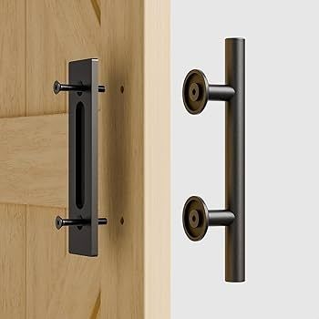 30CM Sliding Door Handle Double Sided Barn Door Handle Embedded Invisible Alloy Steel Frosted Black