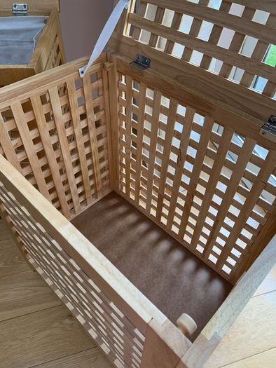 Pair of hardwood laundry bins