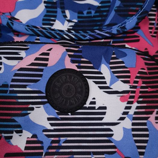 Kipling Blue Pink Floral Print Compact City Backpack Matching Wallet Set